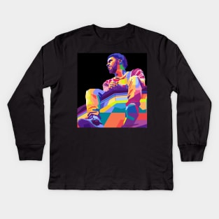 j cole pop art Kids Long Sleeve T-Shirt